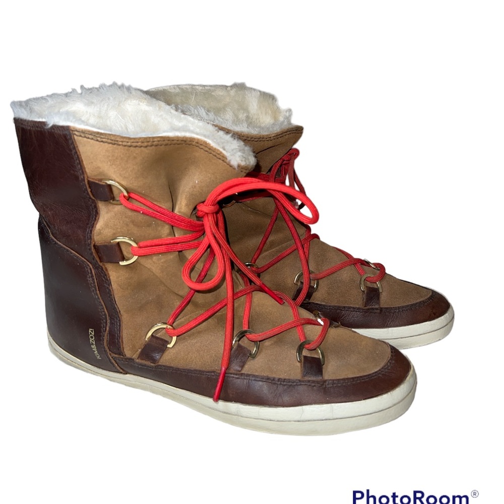 Kim & Zozi Hippy Bling Leather Boots With Faux Fur Lining